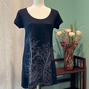 FUNKY PEOPLE Black Mini Dress Tree Stencil Design